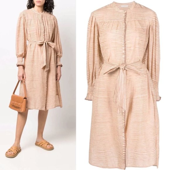 Ulla Johnson Dresses & Skirts - NWT Ulla Johnson Striped Fiora Shirt Dress Tan Women's Size 2